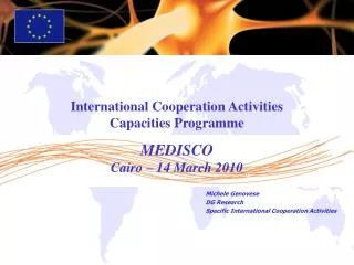 Michele Genovese DG Research Specific International Cooperation Activities
