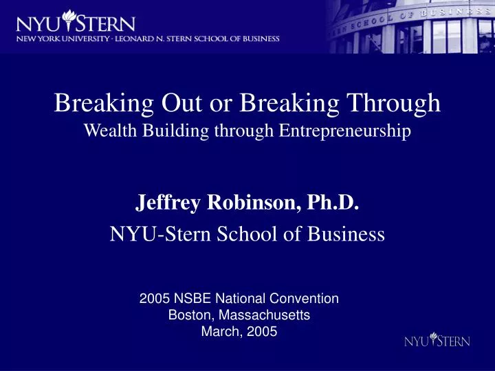 breaking out or breaking through wealth building through entrepreneurship