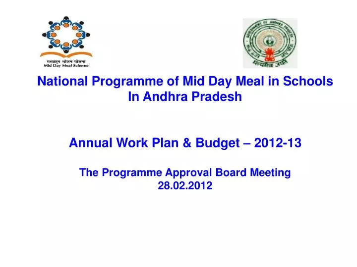 WEST BENGAL Mid Day Meal Programme Annual Work Plan & Budget - ppt video  online download