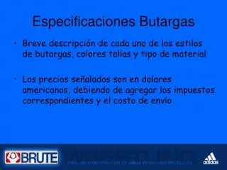 Especificaciones Butargas