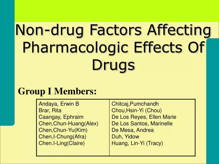 non drug factors affecting pharmacologic effects of drugs