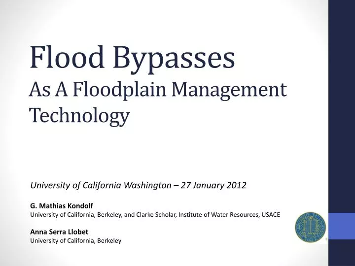 flood bypasses as a floodplain management technology