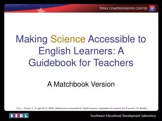 Making Science Accessible to English Learners: A Guidebook for Teachers
