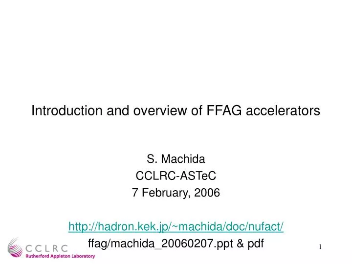 introduction and overview of ffag accelerators