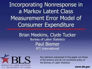 Incorporating Nonresponse in a Markov Latent Class Measurement Error Model of Consumer Expenditure