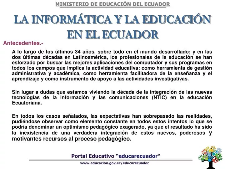 la inform tica y la educaci n en el ecuador