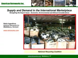Supply and Demand in the International Marketplace Navigating the Export Issue: Economic, Environmental and Ethical Con