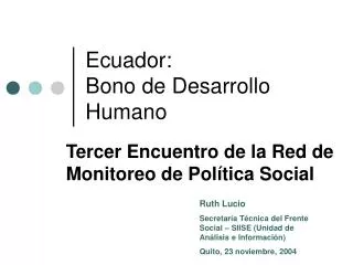 Ecuador: Bono de Desarrollo Humano