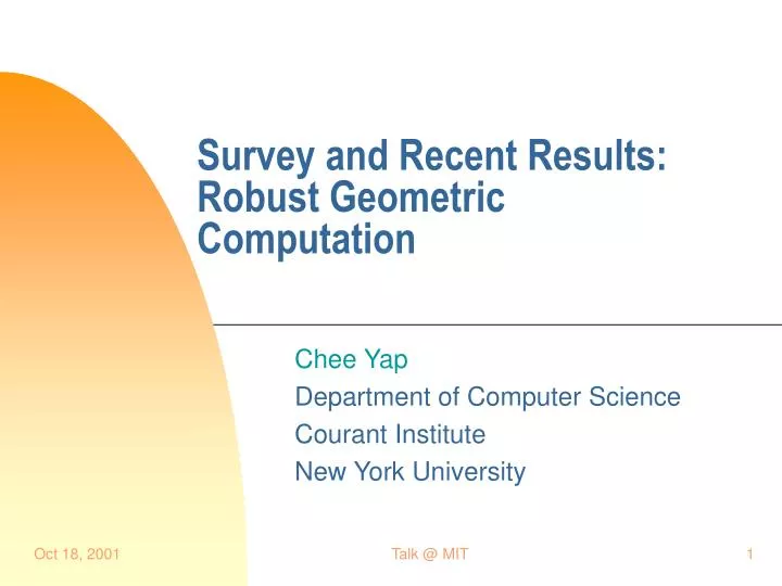 survey and recent results robust geometric computation
