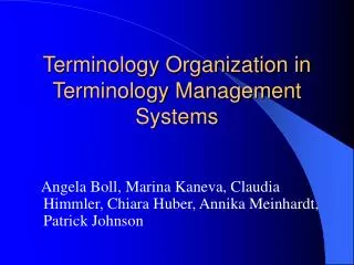 Terminology Organization in Terminology Management Systems
