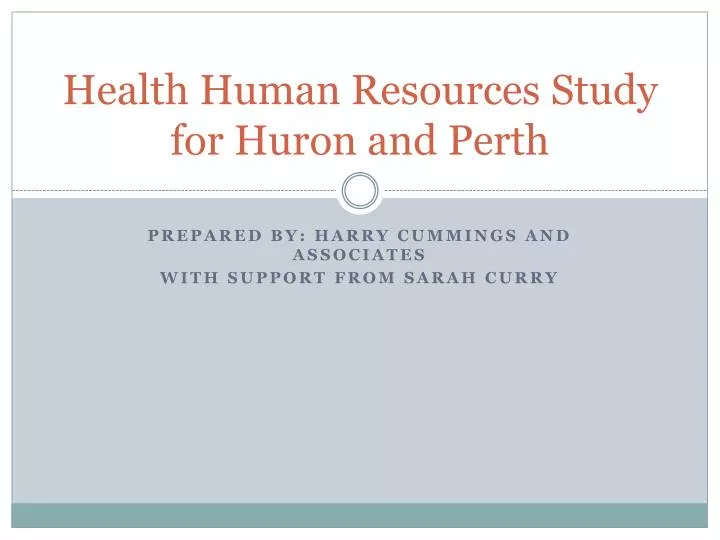 health human resources study for huron and perth