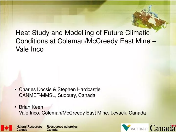 heat study and modelling of future climatic conditions at coleman mccreedy east mine vale inco