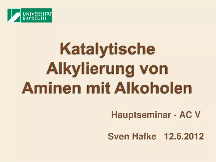 katalytische alkylierung von aminen mit alkoholen