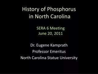 History of Phosphorus in North Carolina