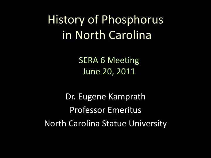 history of phosphorus in north carolina