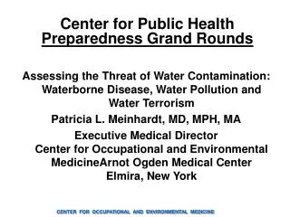 Center for Public Health Preparedness Grand Rounds