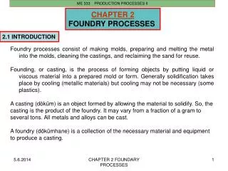 CHAPTER 2 FOUNDRY PROCESSES