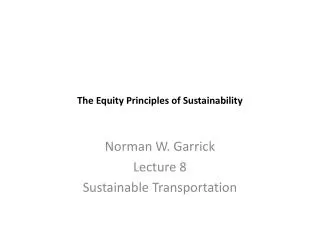 The Equity Principles of Sustainability