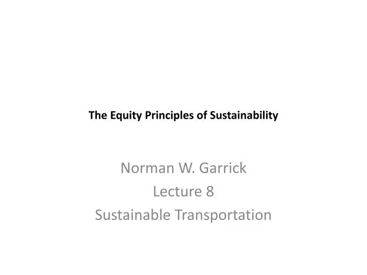 the equity principles of sustainability