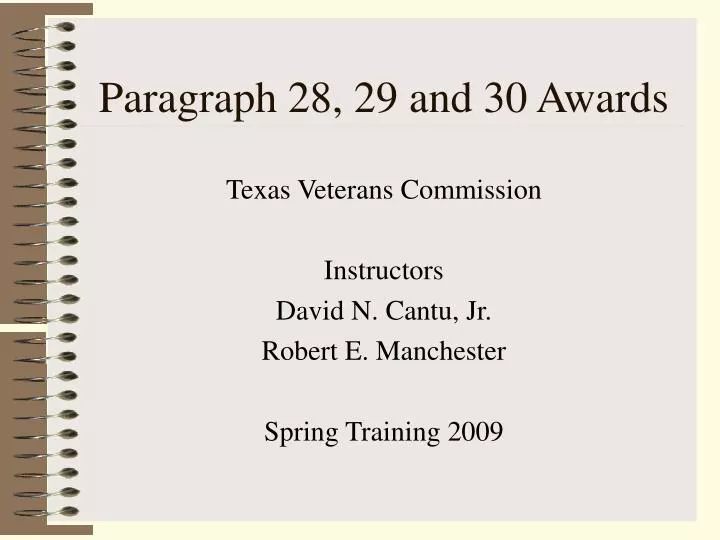 paragraph 28 29 and 30 awards