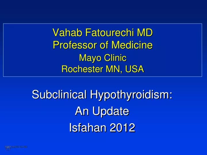 vahab fatourechi md professor of medicine mayo clinic rochester mn usa