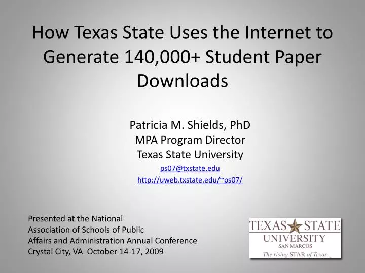 how texas state u ses the i nternet to g enerate 140 000 student paper d ownloads