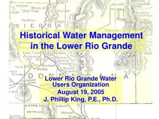 Historical Water Management in the Lower Rio Grande