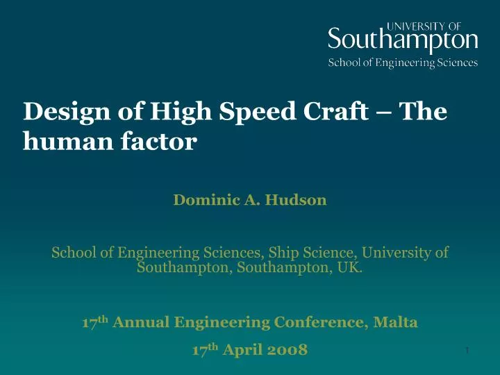 design of high speed craft the human factor