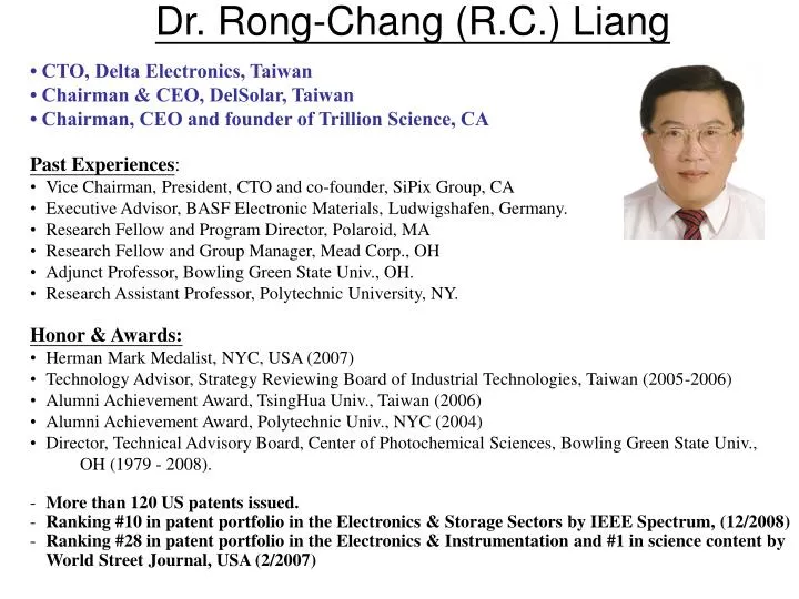 dr rong chang r c liang