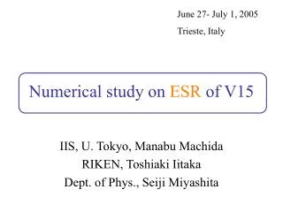 Numerical study on ESR of V15