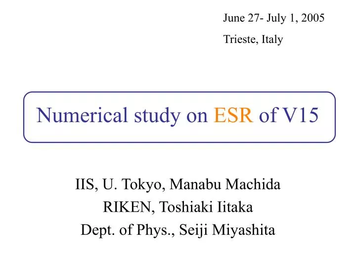 numerical study on esr of v15