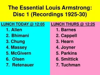 The Essential Louis Armstrong: Disc 1 (Recordings 1925-30)