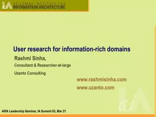 User research for information-rich domains