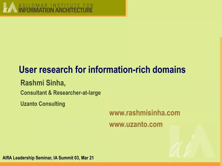 user research for information rich domains