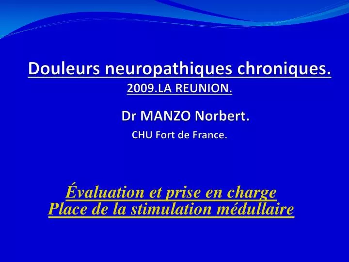 douleurs neuropathiques chroniques 2009 la reunion dr manzo norbert chu fort de france