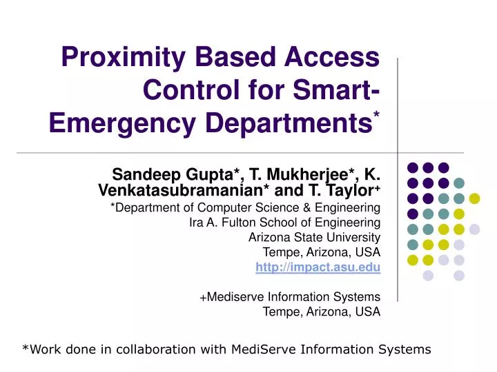 proximity based access control for smart emergency departments