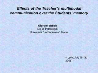 Effects of the Teacher’s multimodal communication over the Students’ memory