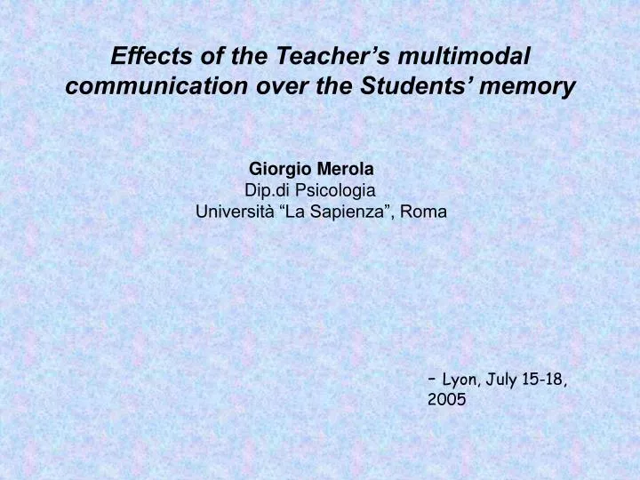 effects of the teacher s multimodal communication over the students memory