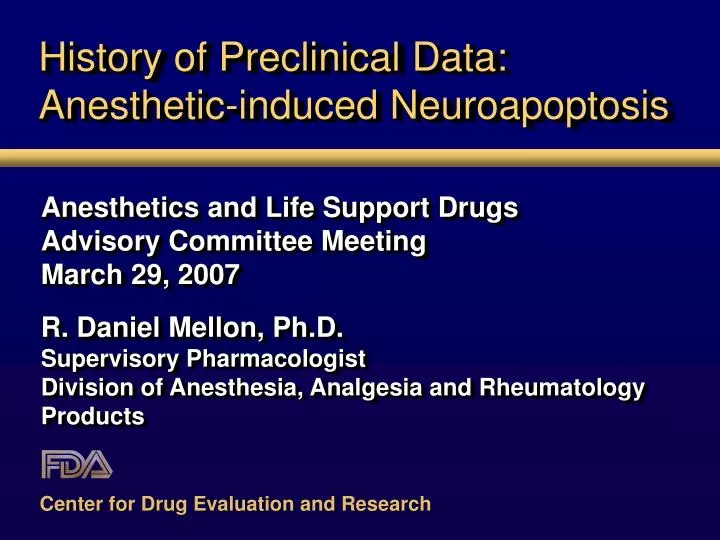 history of preclinical data anesthetic induced neuroapoptosis