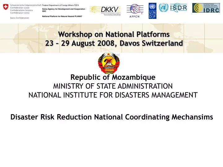 republic of mozambique ministry of state administration national institute for disasters management