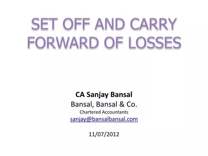 set off and carry forward of losses
