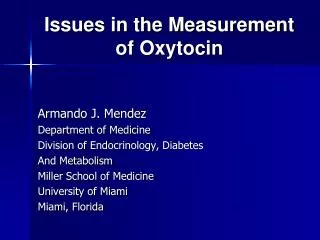 Issues in the Measurement of Oxytocin