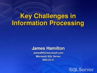 Key Challenges in Information Processing