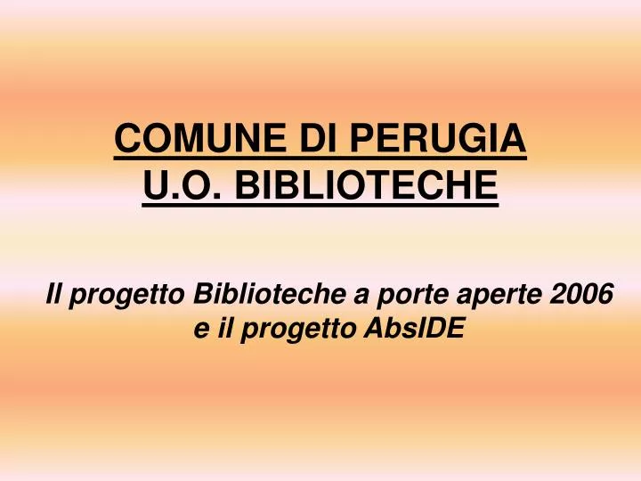 comune di perugia u o biblioteche