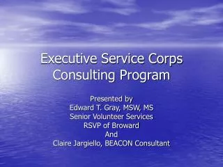 Executive Service Corps Consulting Program