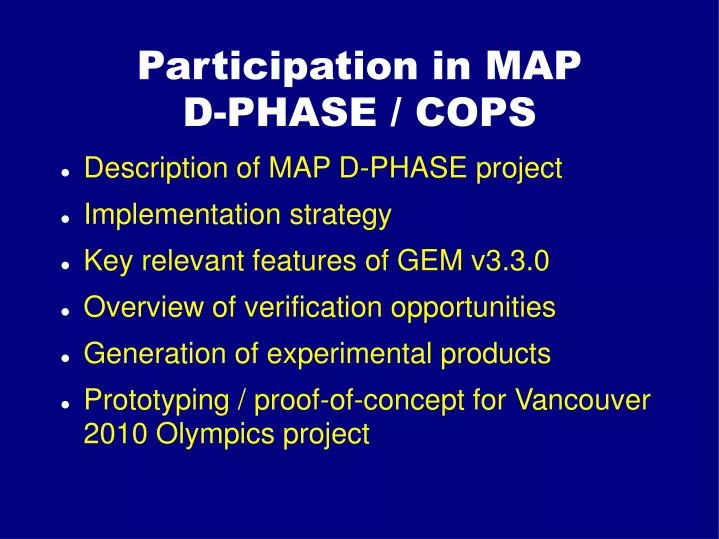 participation in map d phase cops