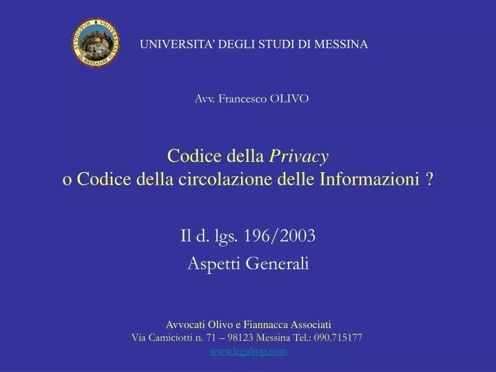 codice della privacy o codice della circolazione delle informazioni