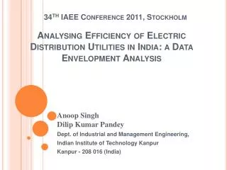Analysing Efficiency of Electric Distribution Utilities in India: a Data Envelopment Analysis