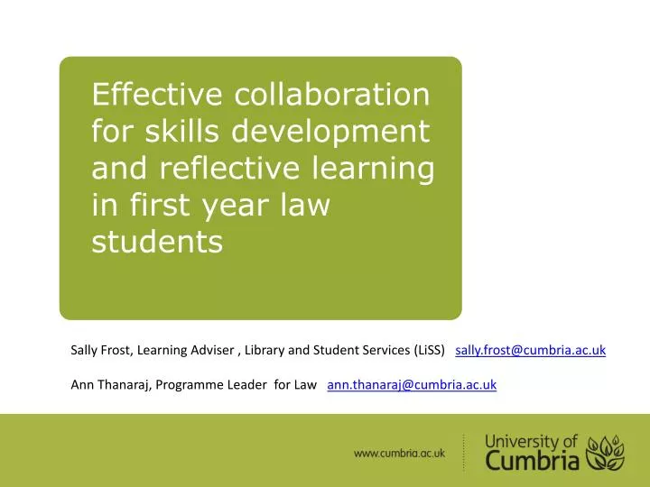 effective collaboration for skills development and reflective learning in first year law students