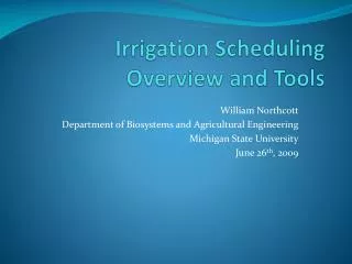 Irrigation Scheduling Overview and Tools